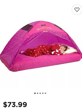 Pacific Play Hot Pink Kids Sleep & Play Tent with Gold Star Accents